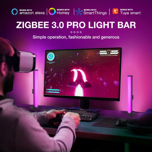 LED Tischleuchte ZigBee 3.0 Pro Lightbar schwarz RGB+CCT DC5V 4W USB-Anschluss - Afbeelding 4 van 12