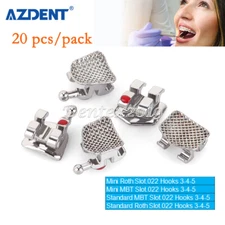 AZ Dental Orthodontic Metal Brackets Mini/Standard Roth MBT 022 Hook345 Braces
