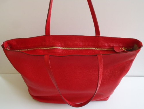 Salvatore Ferragamo Gina Pebbled Leather Satchel Tote Red - Picture 7 of 8