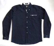 VSKA Small NWT Blue with White Stars Button Down Collar Longsleeve Buttonup