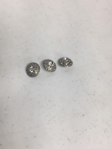 Cache 3 Vintage Buttons Silver Tone With Clear Rhinestone Center - Picture 2 of 4