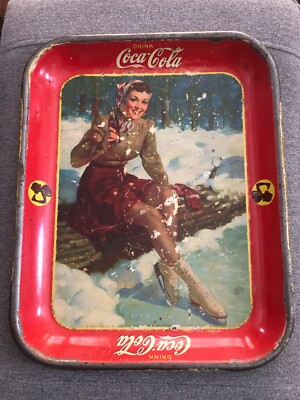 Original 1930 s Coca-Cola Serving Tray-Attic Find-Some Rust But Still A Beauty!!
