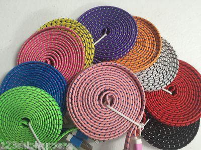 Fabric Braided flat Data Sync Charger Cable FOR iPhone 7 6 plus 5 c 4s micro usb
