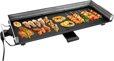 Extra Large 35'' Electric Nonstick Griddle Grill - Indoor/Outdoor BBQ & Easy Clea