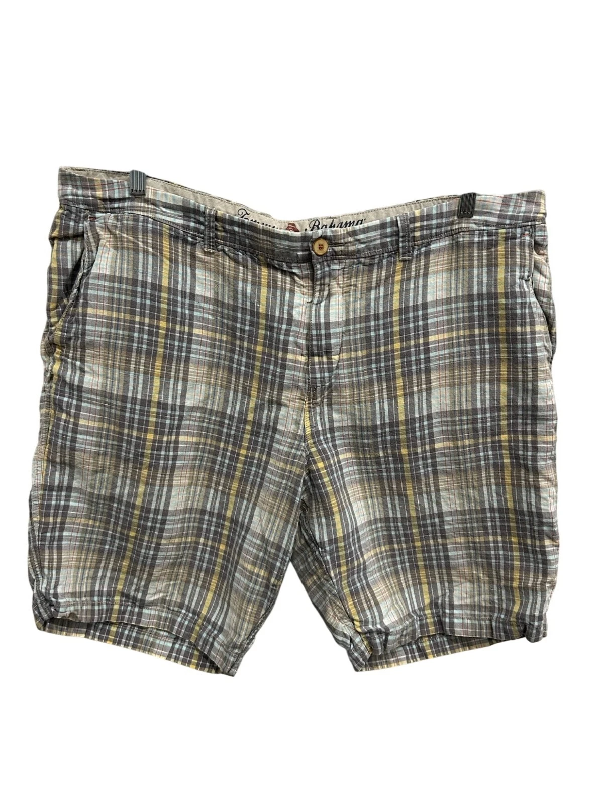Tommy Bahama Mens Plaid Shorts Size 42 Linen Tencel Blend