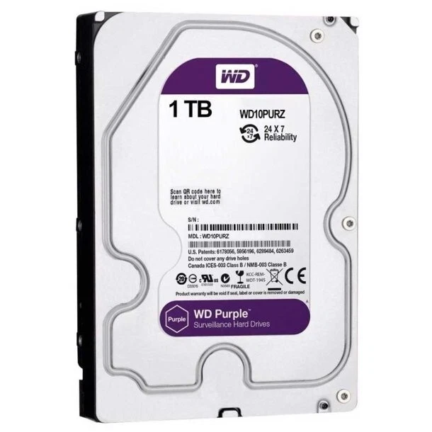 Western Digital Purple 1TB Hard Disk Videosorveglianza 3.5’’ HDD SATA WD10PURZ