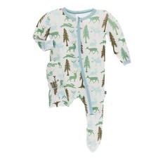 Kickee Pants Natural Woodland Holiday Christmas Bamboo Zipper Footie Pajamas 4T