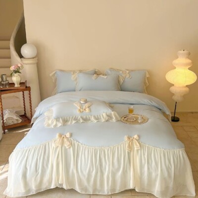 French Princess Bedding Sets Ruffle Lace Quilt Cover Romantic