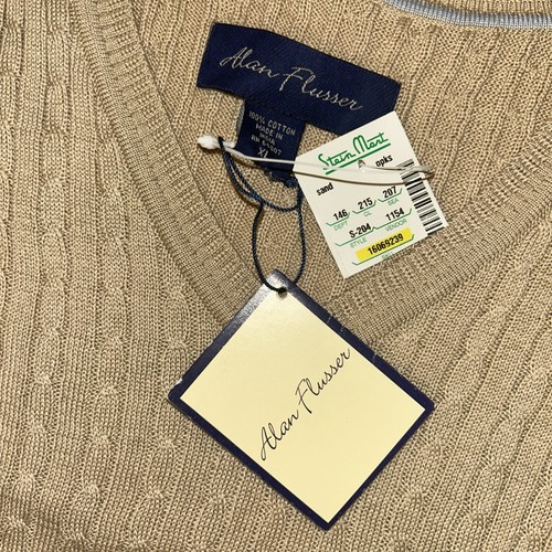 NWT Alan Flusser Beige Cable Knit V-Neck Pullover Sweater Vest 100% Cotton XL - Picture 8 of 18