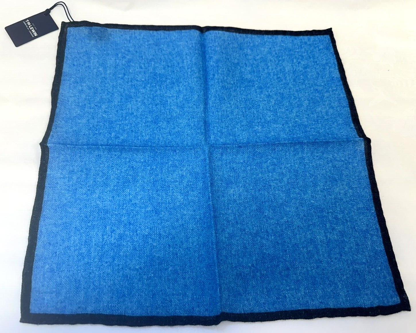 NEW! TM Lewin blue with navy blue border 100% wool pocket square