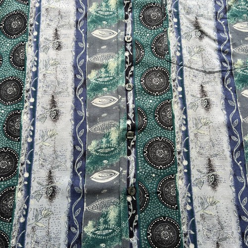 Vintage Guess Shirt Mens Large Green Blue Print Paisley Rayon Camp Short Sleeve - Picture 10 of 19