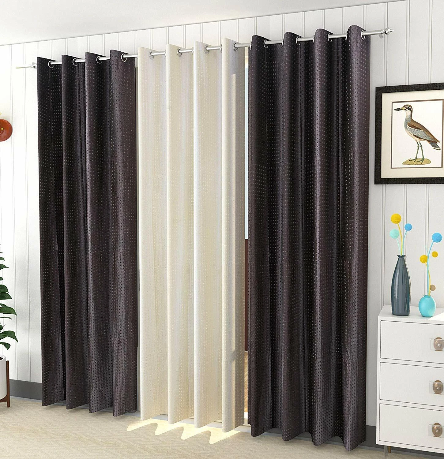 New 3 Piece Window Curtain Set - 5 feet