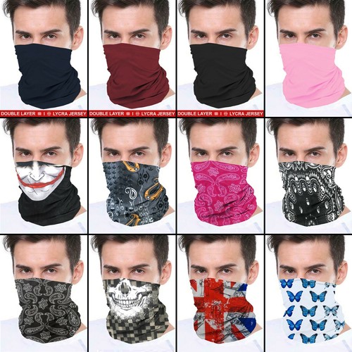 Seamless Bandana Face Covering Mask Biker Gaiter Tube Snood Neck Cover Scarf - Picture 2 of 17