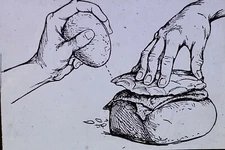 "Chipping Flints - Shaping the Piece" Drawing c1929 Magic Lantern Glass Slide