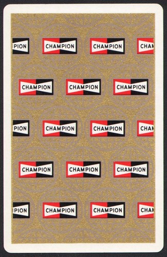 Vintage single playing card CHAMPION spark plugs multiple logos pictured gold
