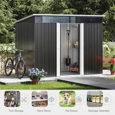 Galvanised Steel Garden Storage Shed Apex Pent Roof Window Frame Shed Anthracite