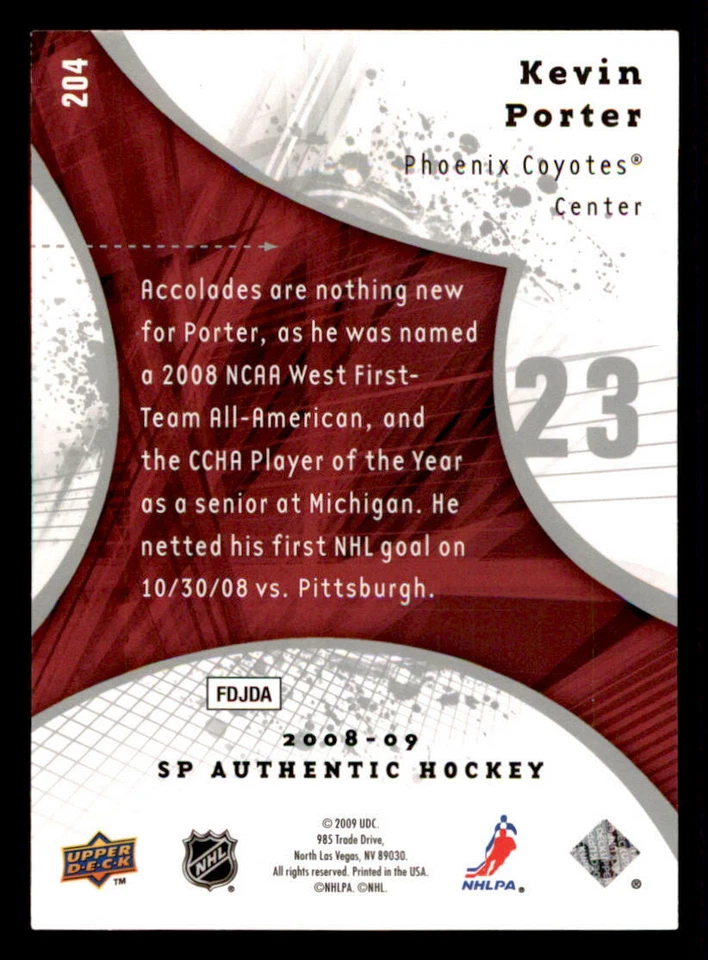 2008-09 SP Authentic #204 Kevin Porter RC /999 (ref 239782) - Image 2 of 2