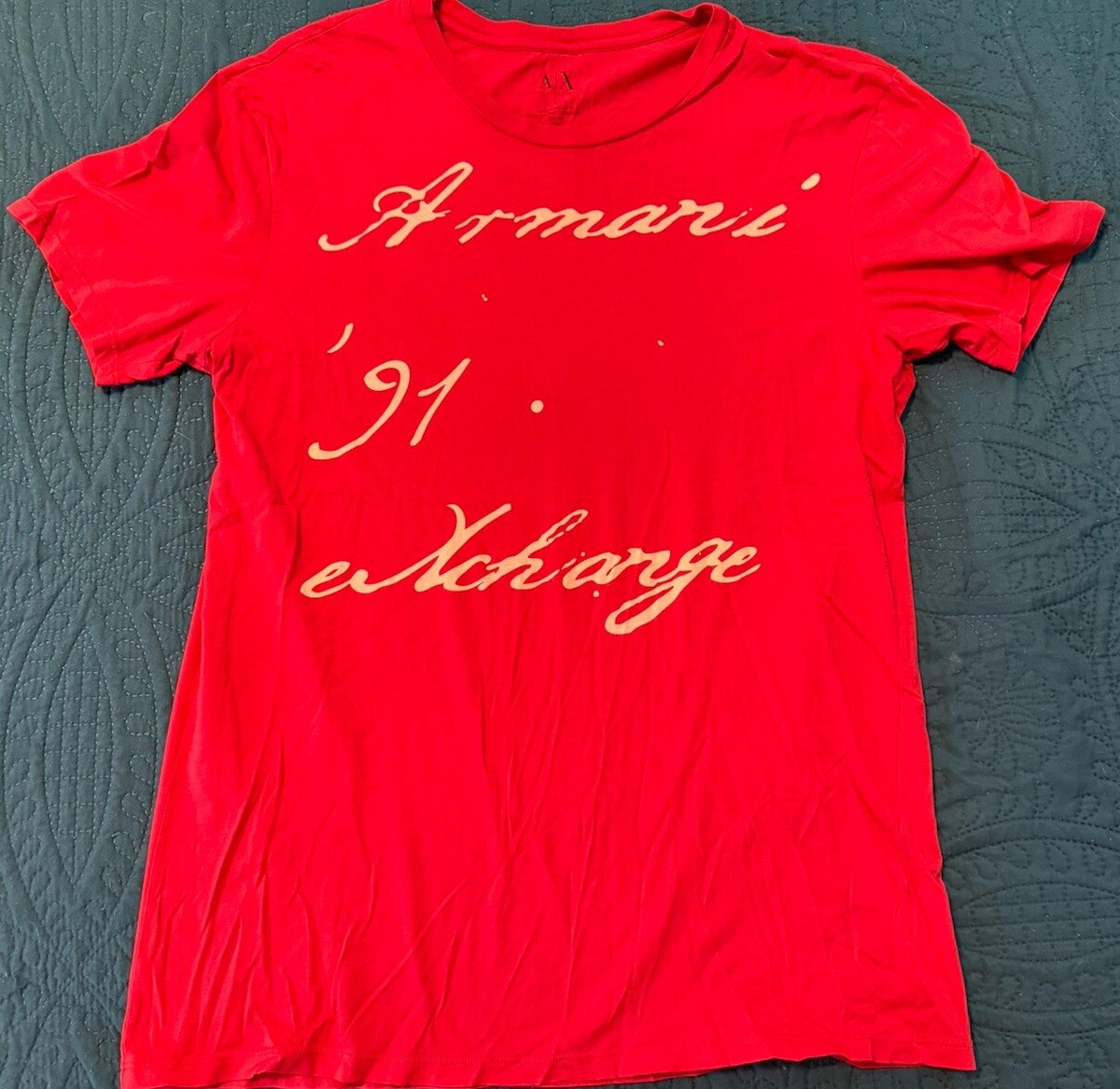 Armani Exchange '91 Designer Men's Large Red T-shirt Vintage | eBay