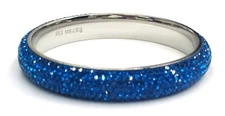 Pave Crystal Stainless Steel Slip-on Bangle 12mm Width 12 Colors free Gift