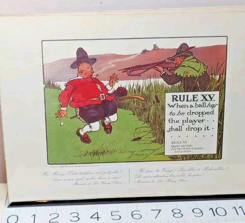 ANTIQUE ILLUSTRATION  "CROMBIE'S RULES OF GOLF"  RULE XV "When a ball has to
