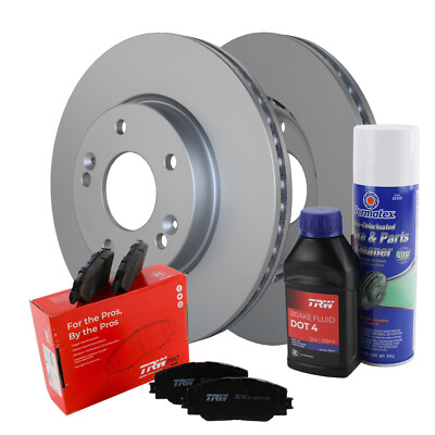 Front Brake Kit 280mm Disc Rotors TRW Pro Low-Met Pads For Veloster Forte5 FWD