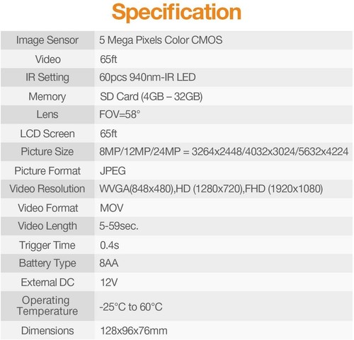 4G Cellular Trail Camera 480Ace 8/12/24MP FHD Wireless SIM Card Waterproof IP66 - 第 6/6 張圖片