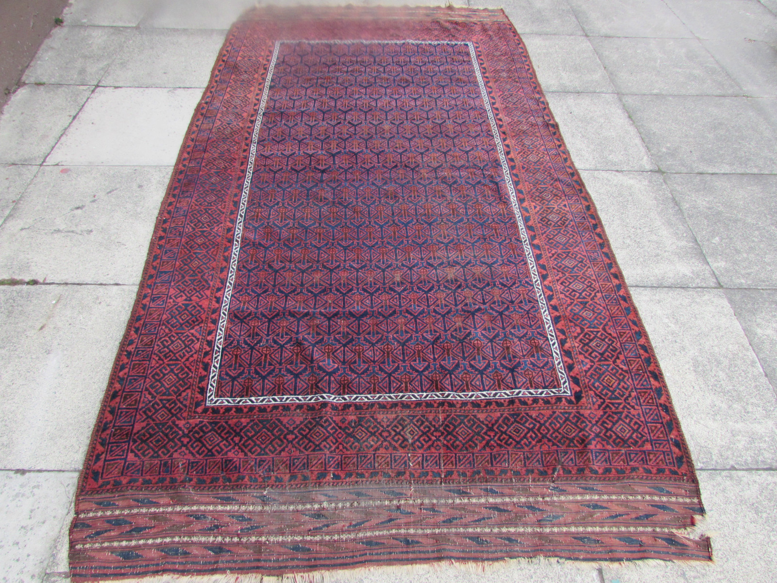 Antique Traditional Hand Made Afghan Wool Brown Rug Carpet 293x155cm