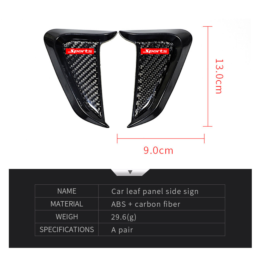 Car Air Flow Fender Emblem Sticker Shark Gills Vent Air Wing Cover Protector