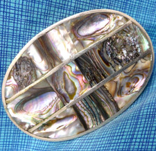 Southwestern Belt Buckle Abalone Shell Inlay Vintage Mexico       .MMR847