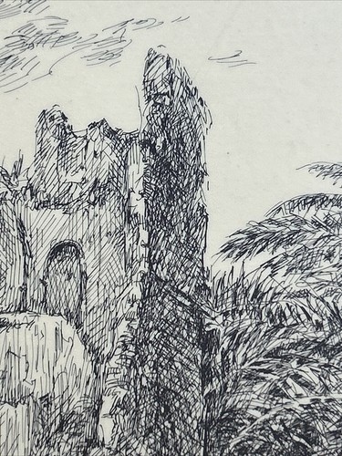 Vintage Arabic Lithograph Print Sketch S.S. HALELA OMAN 1979 16” X 20” - Picture 6 of 11