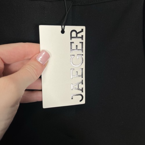 Jaeger Ladies Size 12 Black Smart Straight Leg Pleated Trousers BNWT £79 Pockets - Picture 8 of 16