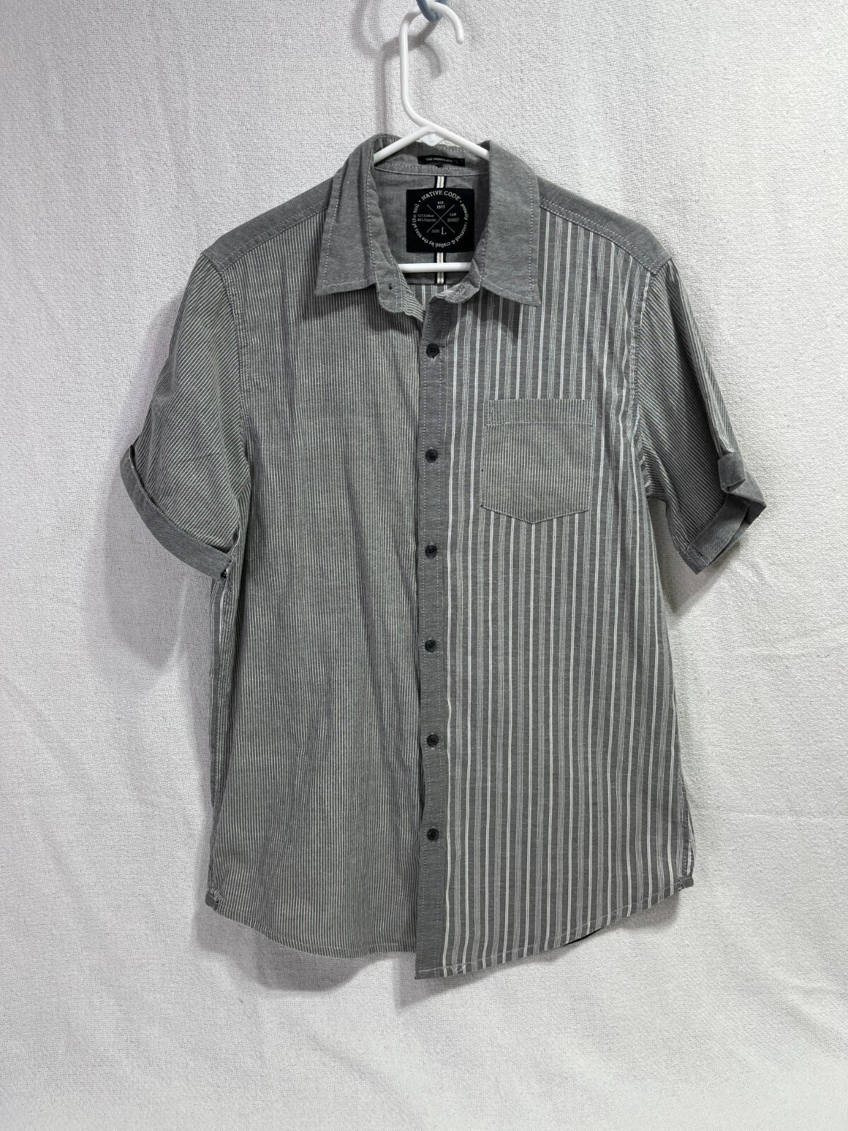 Native Code The Impeccable Fit Gray Striped Short… - image 1