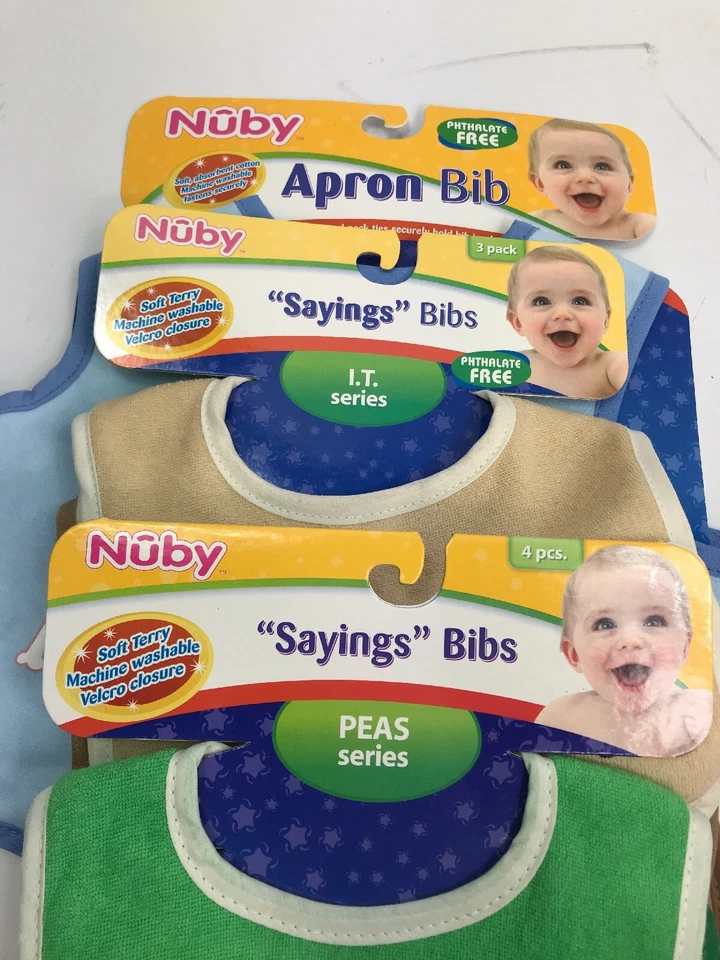 8 Nuby Sayings Bibs 1 Sets of 3 - 1 Set Of 4 Packs And 1 Apron Bib Washable NWT - Image 2 of 4