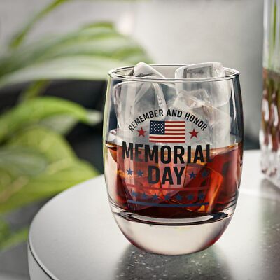 Patriotic Whiskey Glass - Memorial Day & Fourth of July Gift, Home Bar Decor,