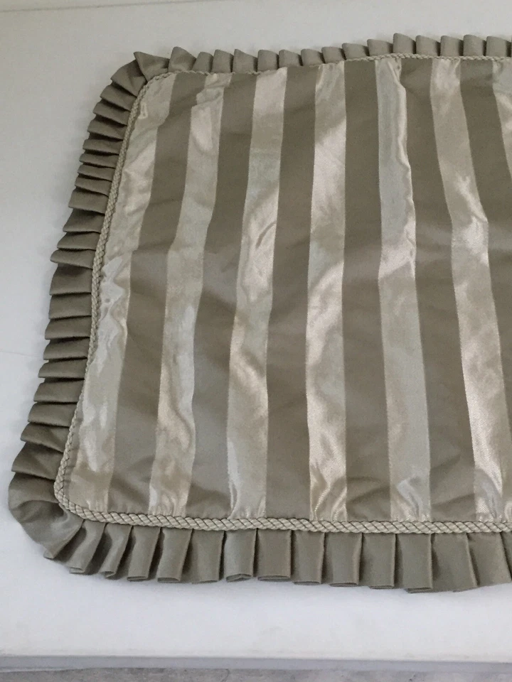 Volantes plisados a rayas verde salvia 1 euro borde simulado 26" forrado de poliéster pesado Foto 2 de 4