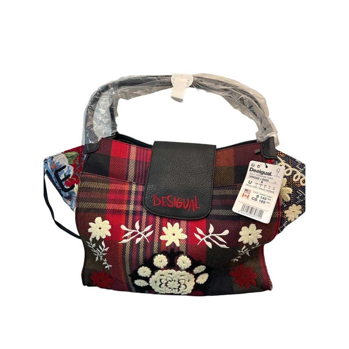 Desigual Rotterdam Tartan Bag Convertible Tote/Shoulder Bag NWT