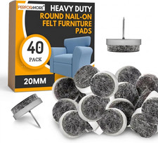 PERFORMORE 40 Pcs Heavy Duty round Nail-On Felt Furniture Pads 20Mm, Non Slip Fl