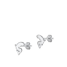 Sterling Silver Simple High Polished Mermaid Stud Earrings 925 New