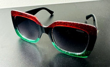 Authentic Gucci GG0083S 001 Red/Black /Green Stripe Grey Sunglasses 55 mm