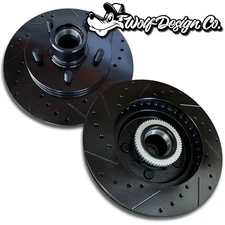 1988-1998 C1500 CK OBS Front Discs Rotors Drilled & Slotted Black