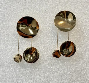 Authentic gold plated dangling earrings, About 3 1/2” Long
