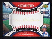 2007 Sweet Spot Classic Legendary Red Stitch Gold Ink Phil Niekro Auto HOF 12xz