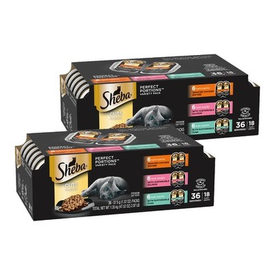 Sheba Perfect Portions Wet Cat 18 Count (Pack of 2), Chicken, Salmon & Tuna