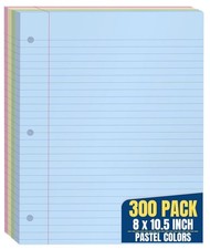 Loose Leaf Paper Wide Ruled Pastel Binder 8x10.5 Inch 300 PCS Notebook