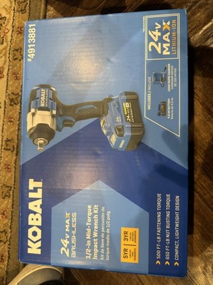 KOBALT 24V 1/2'' Brushless Impact Wrench w/ Battery & Charger (KIW 4024A-03) NEW