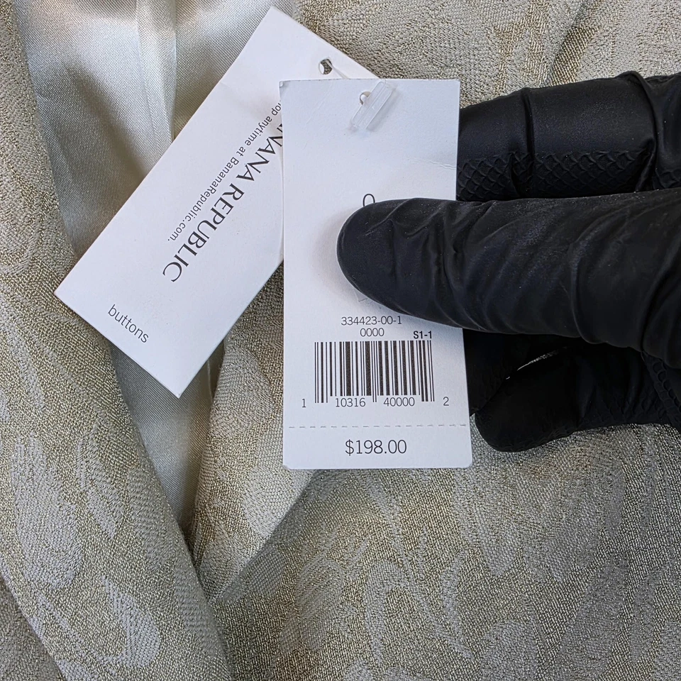 Banana Republic Blazer женщин 0 кремовый металлический шерсти смесь Jacquard цветочный куртка - Изображение 3 из 4