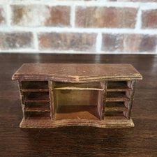 Concord Walnut Kneehole Executive Desk TV Stand 1:12 Vtg Dollhouse Furniture