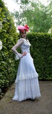 Vintage White Lace Prairie Maxi Dress S Romantic Victorian Bridal Gown Handmade