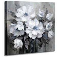 12x12 inches Bathroom Blue Flower Canvas Wall Art Bedroom Office Decor Stylish