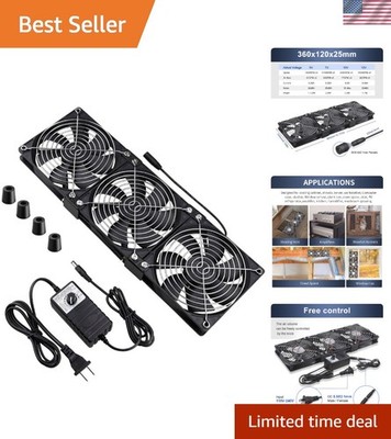 Versatile 120mm Triple Fan Cooling System with DC Speed Control for Workstations